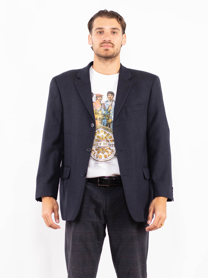 Vintage 90's Men Wool Blazer Jacket in BlueZ2210