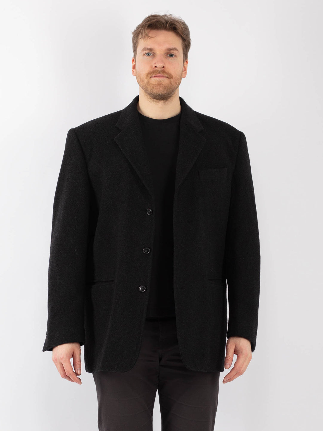 Vintage 90's Men Wool Blazer Jacket in GrayZ1299