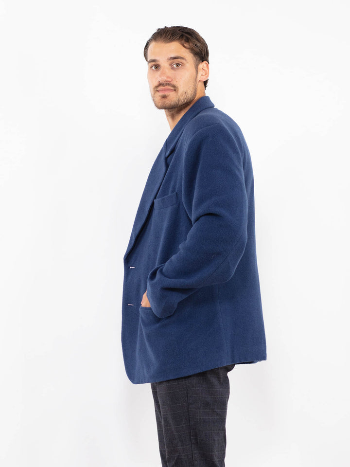 Vintage 90's Men Wool Blend Blazer Jacket in BlueZ2214