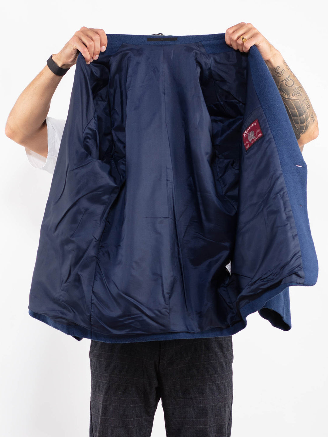 Vintage 90's Men Wool Blend Blazer Jacket in BlueZ2214