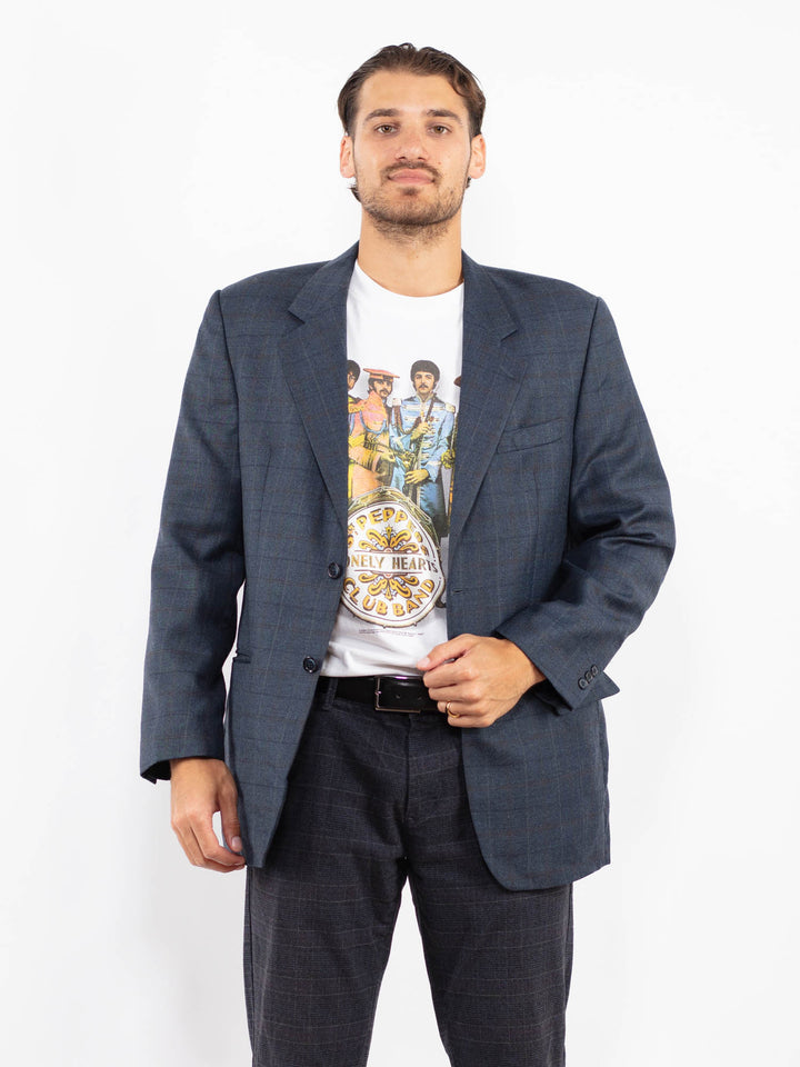 Vintage 90's Men Wool Blend Blazer Jacket in BlueZ2216