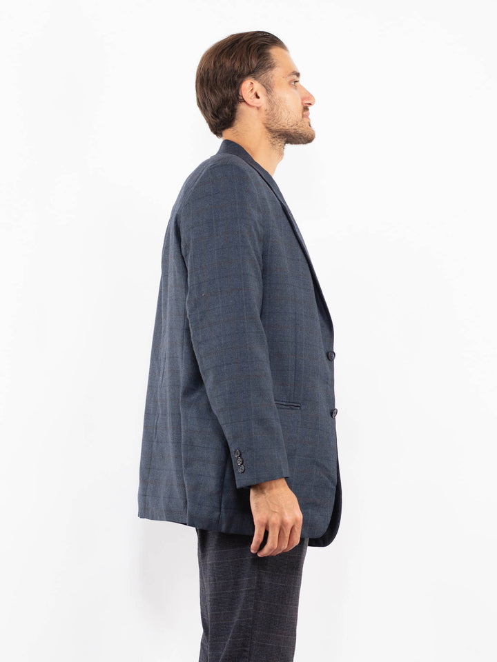 Vintage 90's Men Wool Blend Blazer Jacket in BlueZ2216
