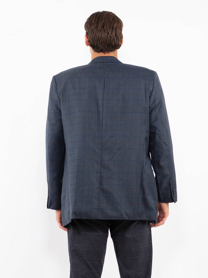 Vintage 90's Men Wool Blend Blazer Jacket in BlueZ2216