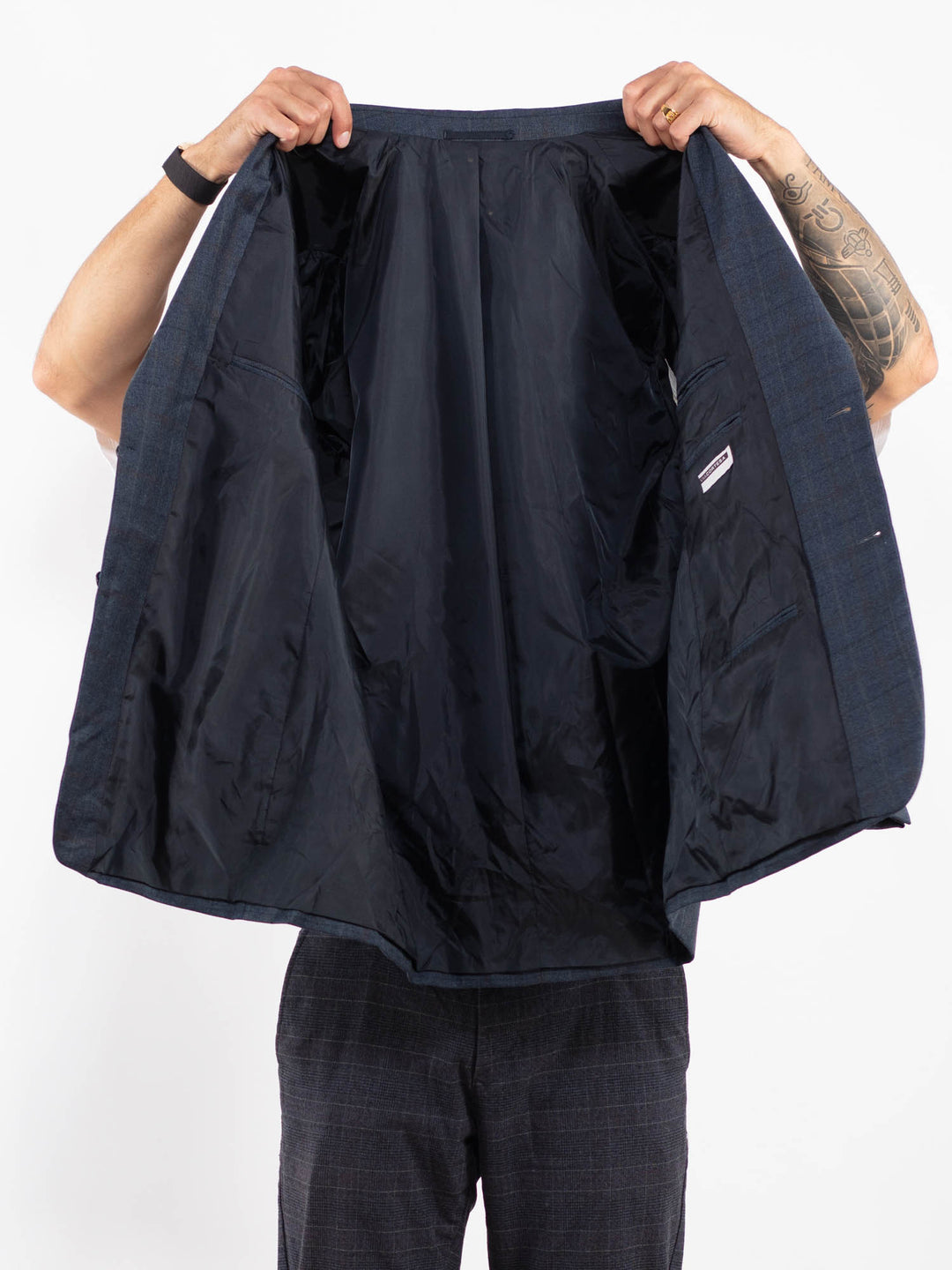 Vintage 90's Men Wool Blend Blazer Jacket in BlueZ2216