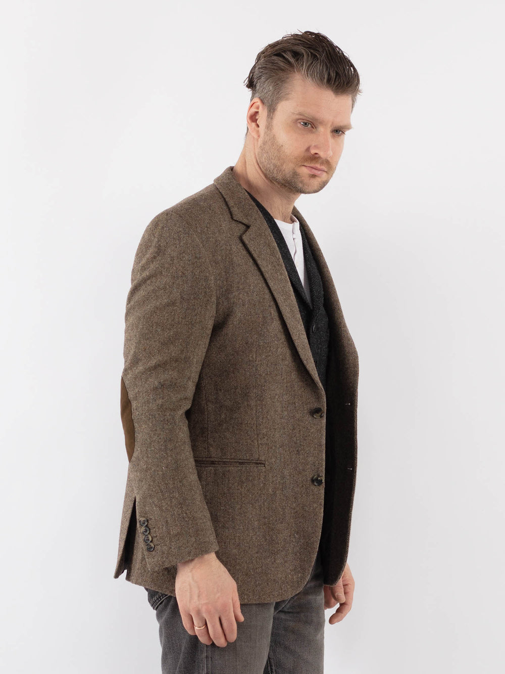 Vintage 90's Men Wool Blazer Jacket in BeigeZ1036