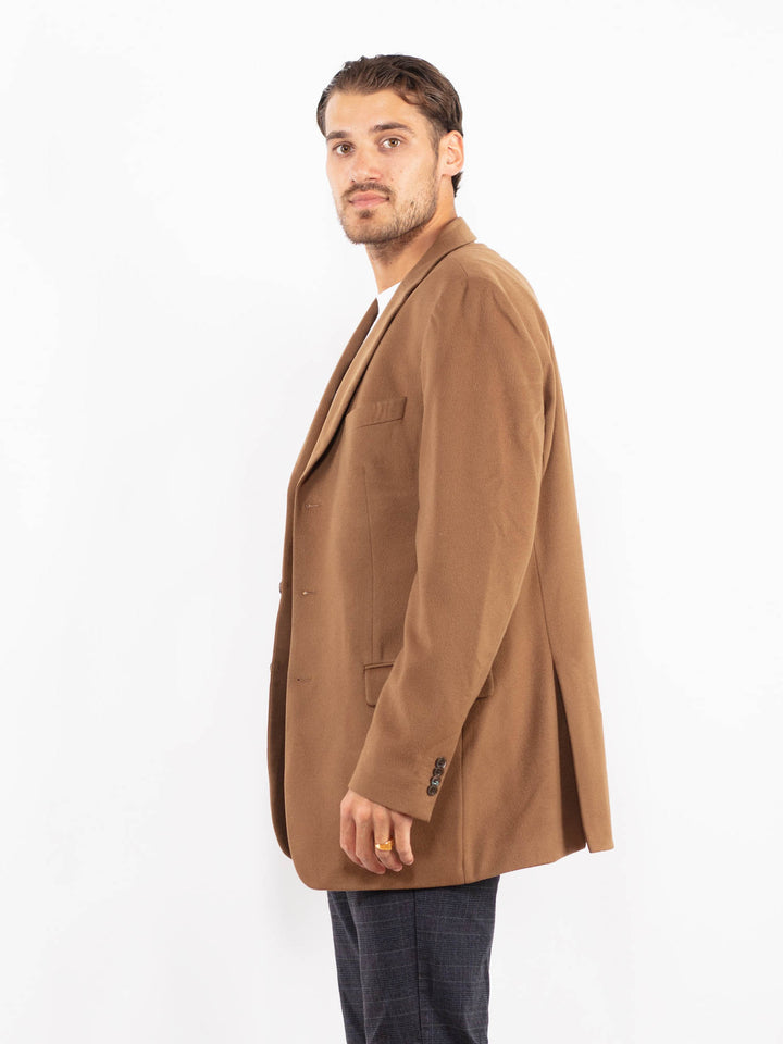 Vintage 90's Men Wool Blazer Jacket in BrownZ2221