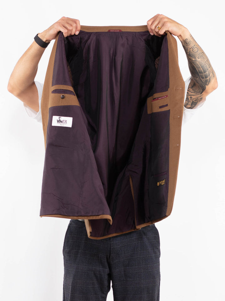 Vintage 90's Men Wool Blazer Jacket in BrownZ2221