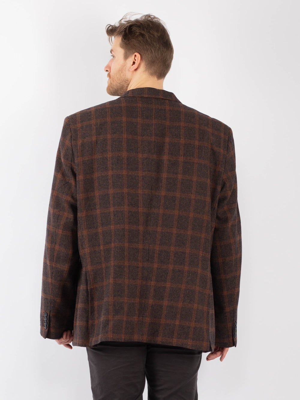 Vintage 90's Men Wool Blazer Jacket in BrownZ1310