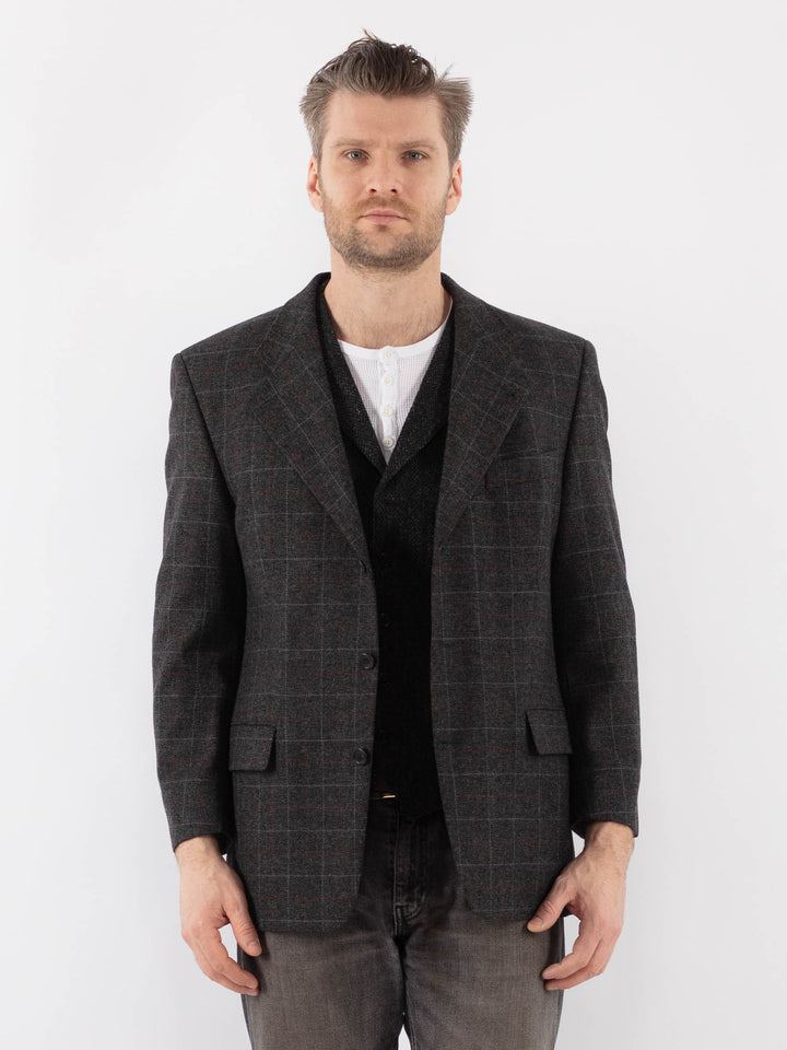 Vintage 90's Men Wool Blazer Jacket in GrayZ1040