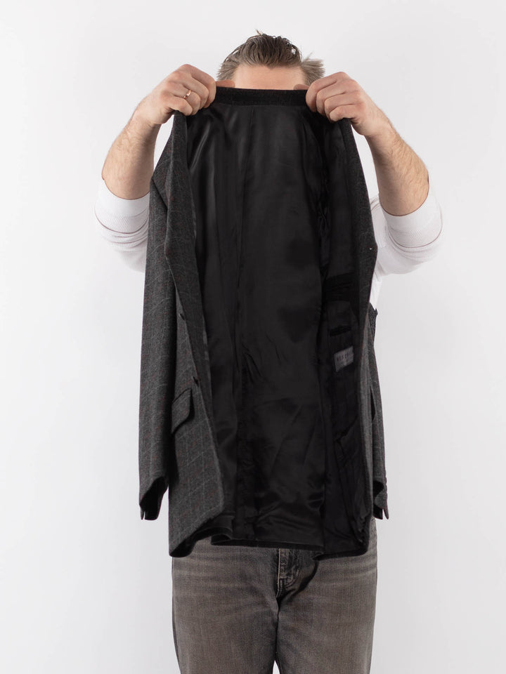 Vintage 90's Men Wool Blazer Jacket in GrayZ1040