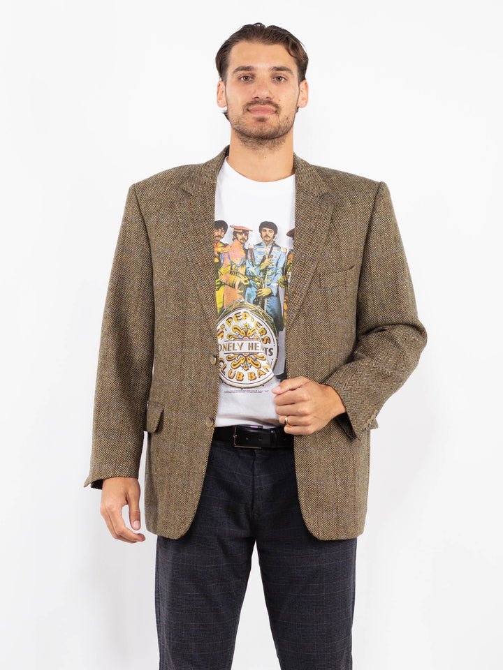 Vintage 90's Men Wool Blazer Jacket in BeigeZ2224