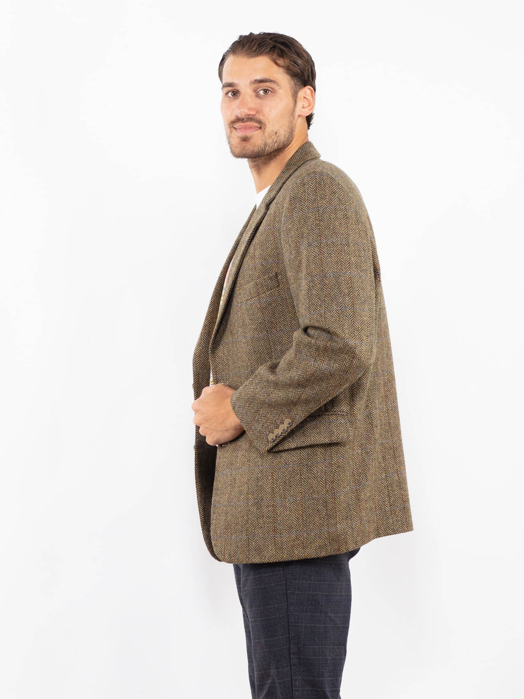 Vintage 90's Men Wool Blazer Jacket in BeigeZ2224