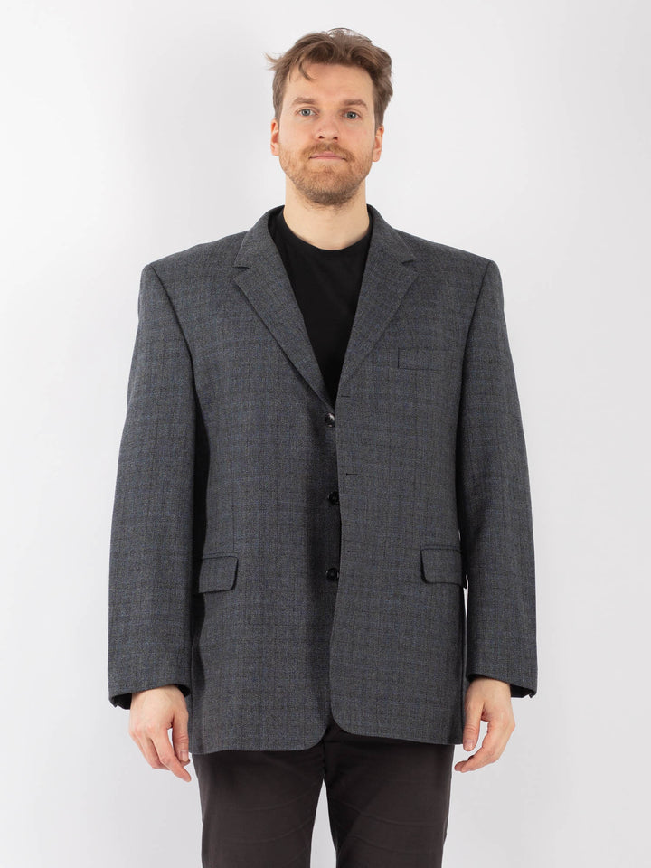 Vintage 90's Men Wool Blazer Jacket in GrayZ1313