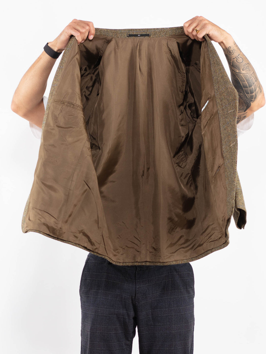 Vintage 90's Men Wool Blazer Jacket in BeigeZ2224