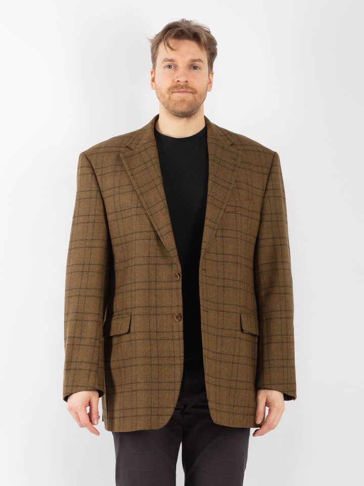 Vintage 90's Men Wool Blazer Jacket in GreenZ1314