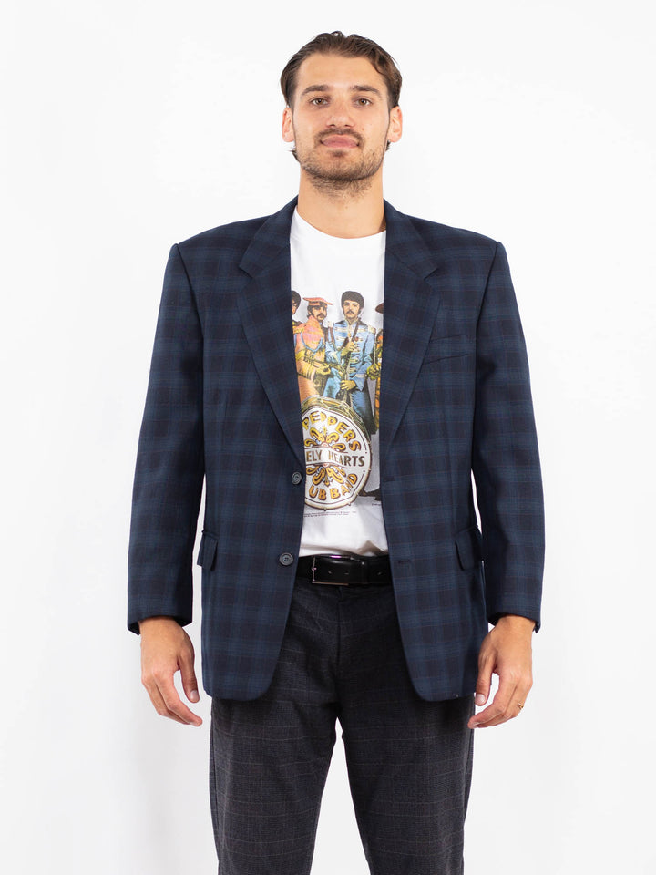 Vintage 90's Men Wool Blend Blazer Jacket in BlueZ2226