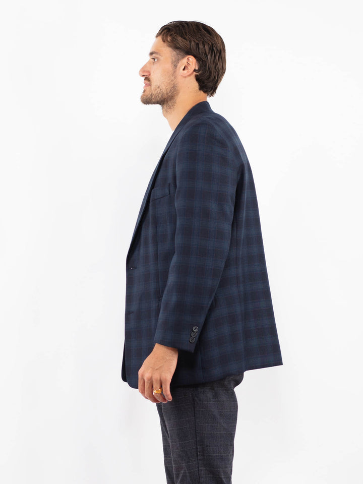 Vintage 90's Men Wool Blend Blazer Jacket in BlueZ2226