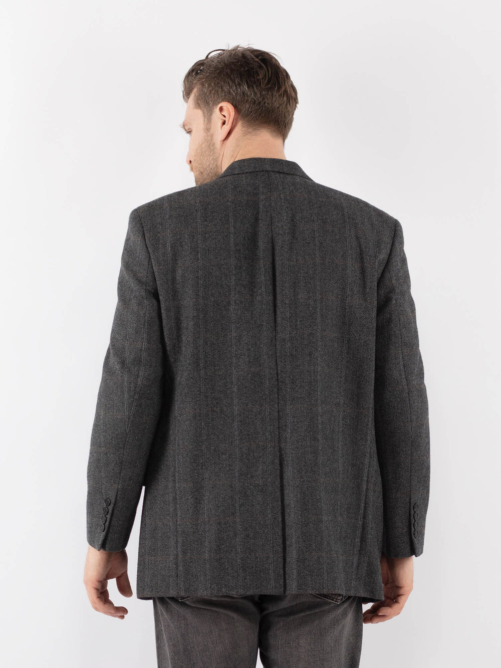 Vintage 90's Men Wool Blazer Jacket in GrayZ1044