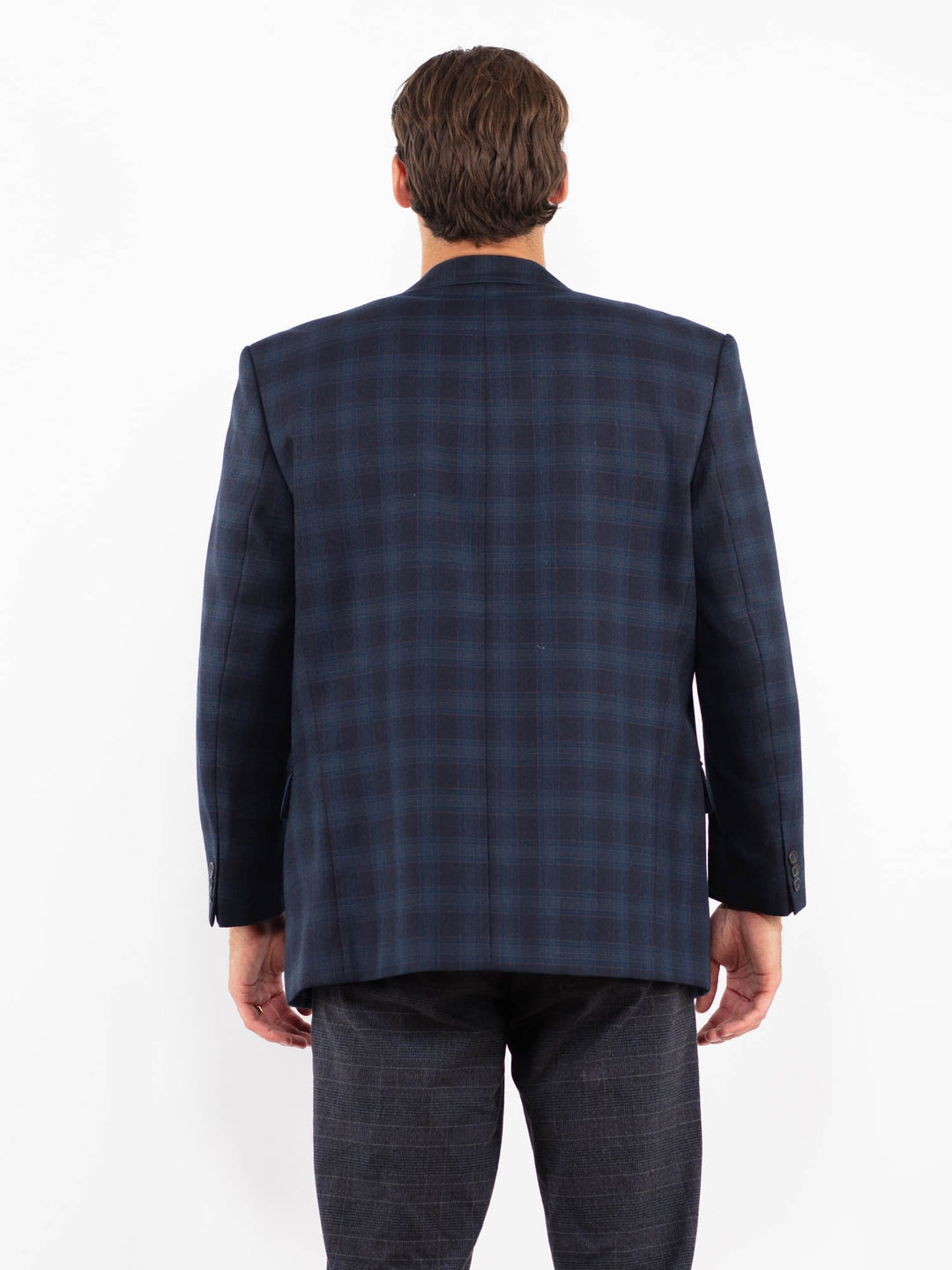 Vintage 90's Men Wool Blend Blazer Jacket in BlueZ2226