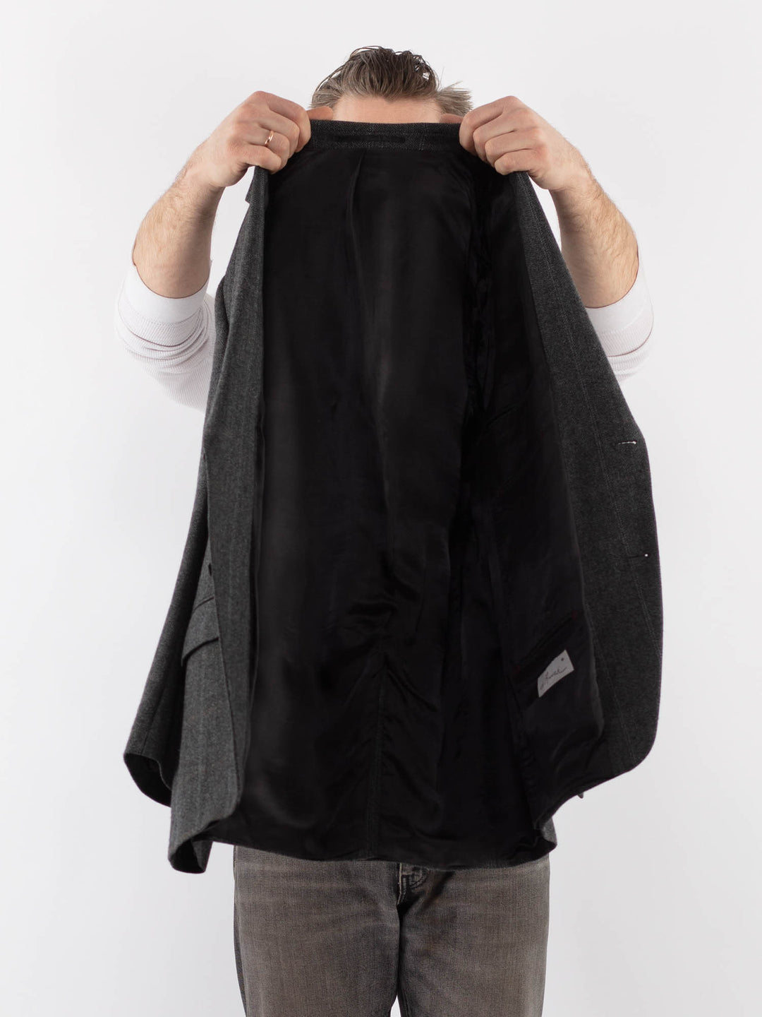 Vintage 90's Men Wool Blazer Jacket in GrayZ1044