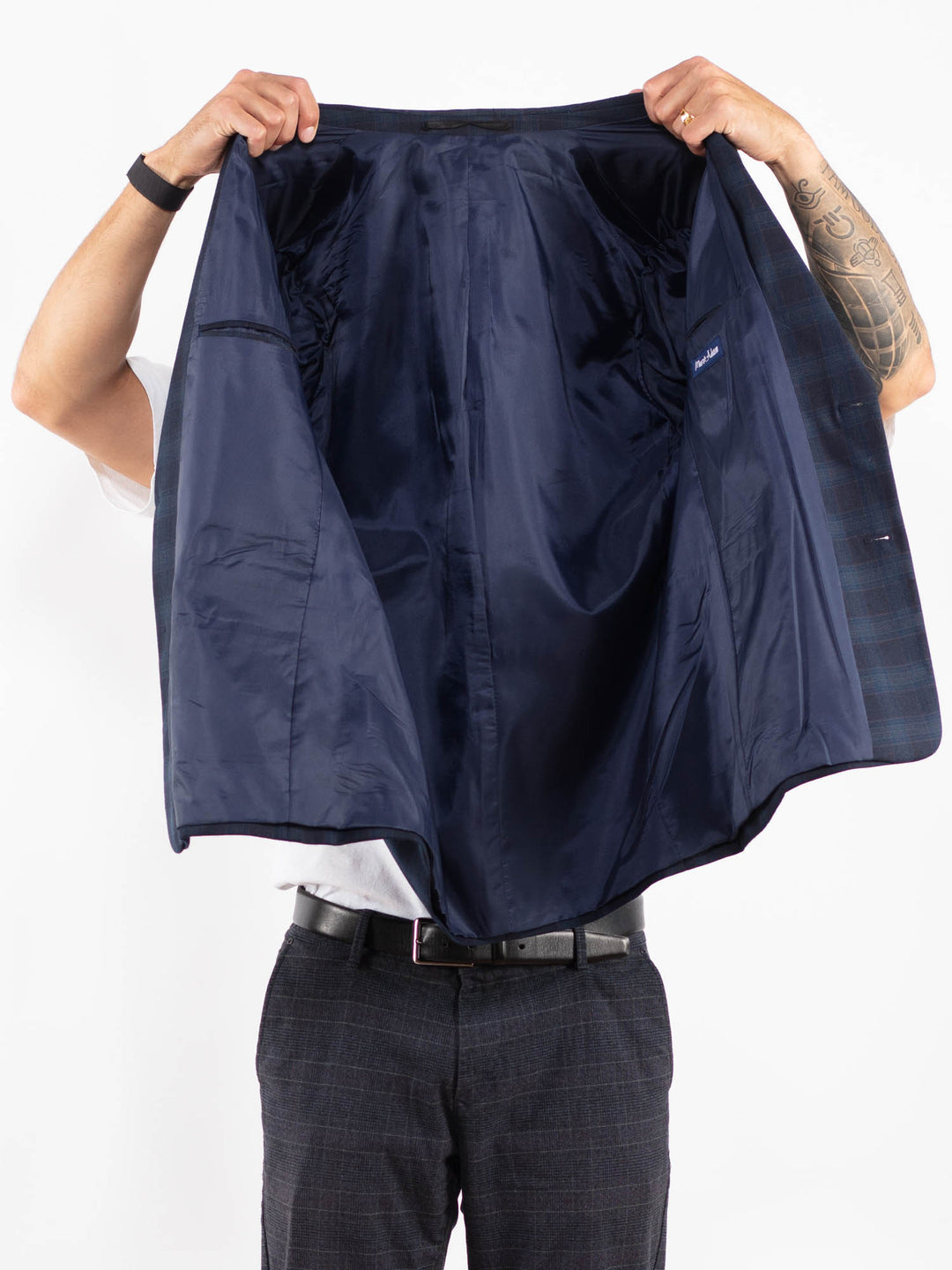 Vintage 90's Men Wool Blend Blazer Jacket in BlueZ2226