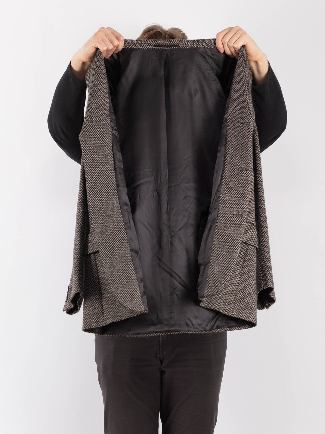 Vintage 90's Men Wool Blazer Jacket in GrayZ1315