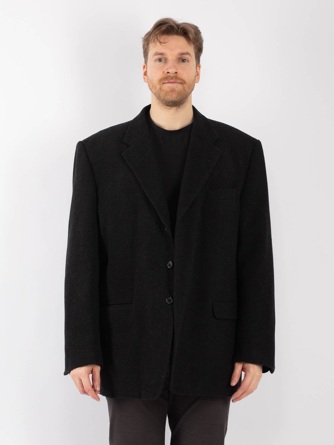 Vintage 90's Men Wool Blazer Jacket in GrayZ1316