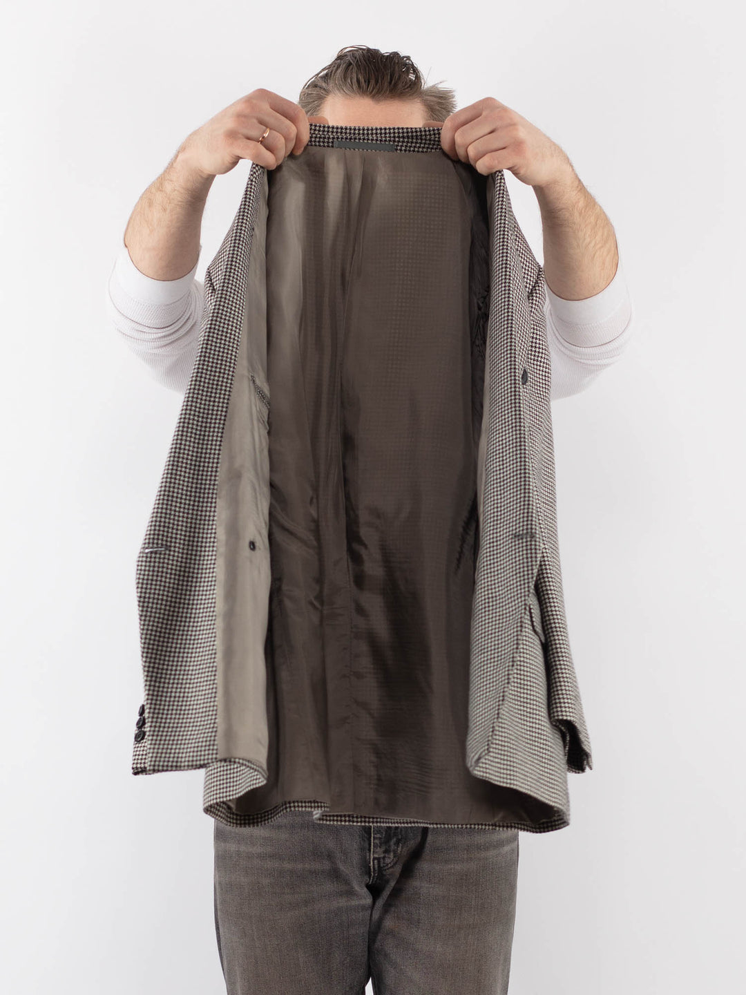 Vintage 90's Men Wool Blazer Jacket in GrayZ1045