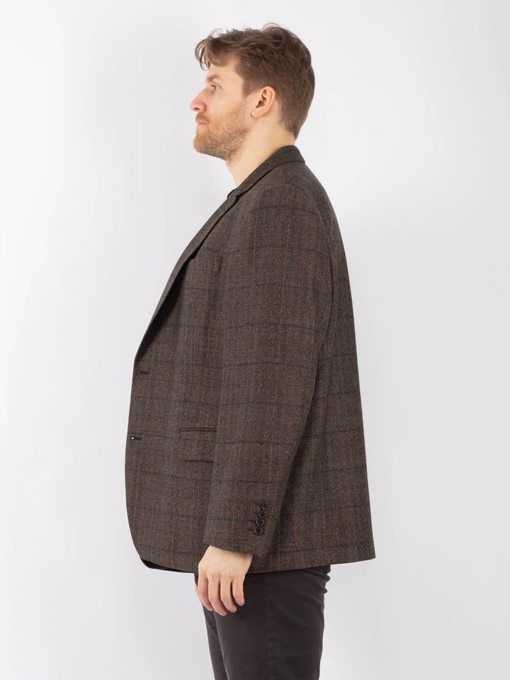 Vintage 90's Men Wool Blazer Jacket in BrownZ1318