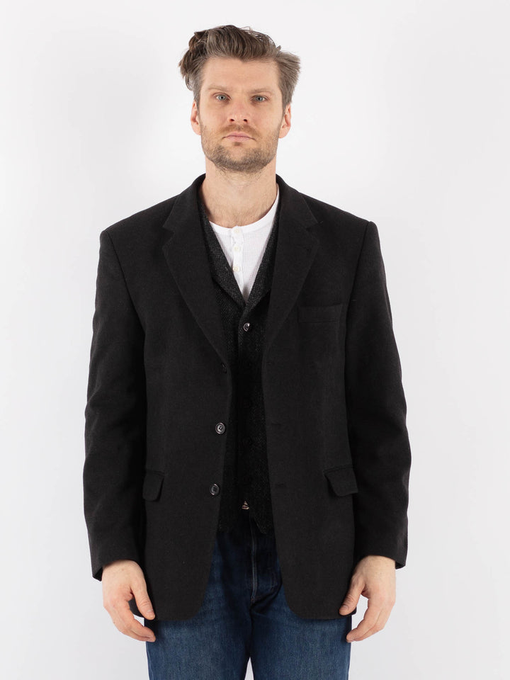 Vintage 90's Men Wool Blazer Jacket in GrayZ1197