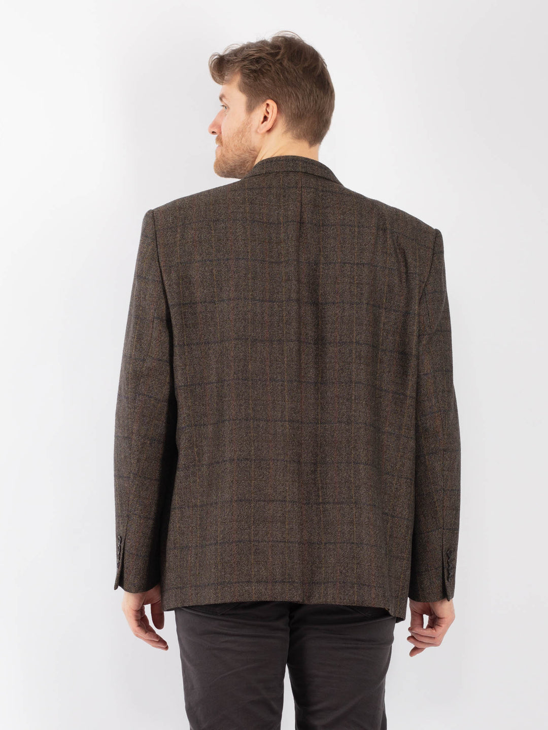 Vintage 90's Men Wool Blazer Jacket in BrownZ1318