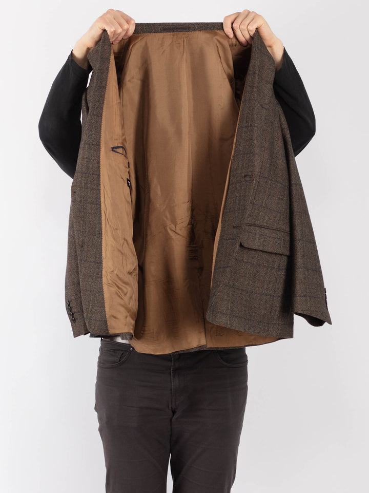 Vintage 90's Men Wool Blazer Jacket in BrownZ1318