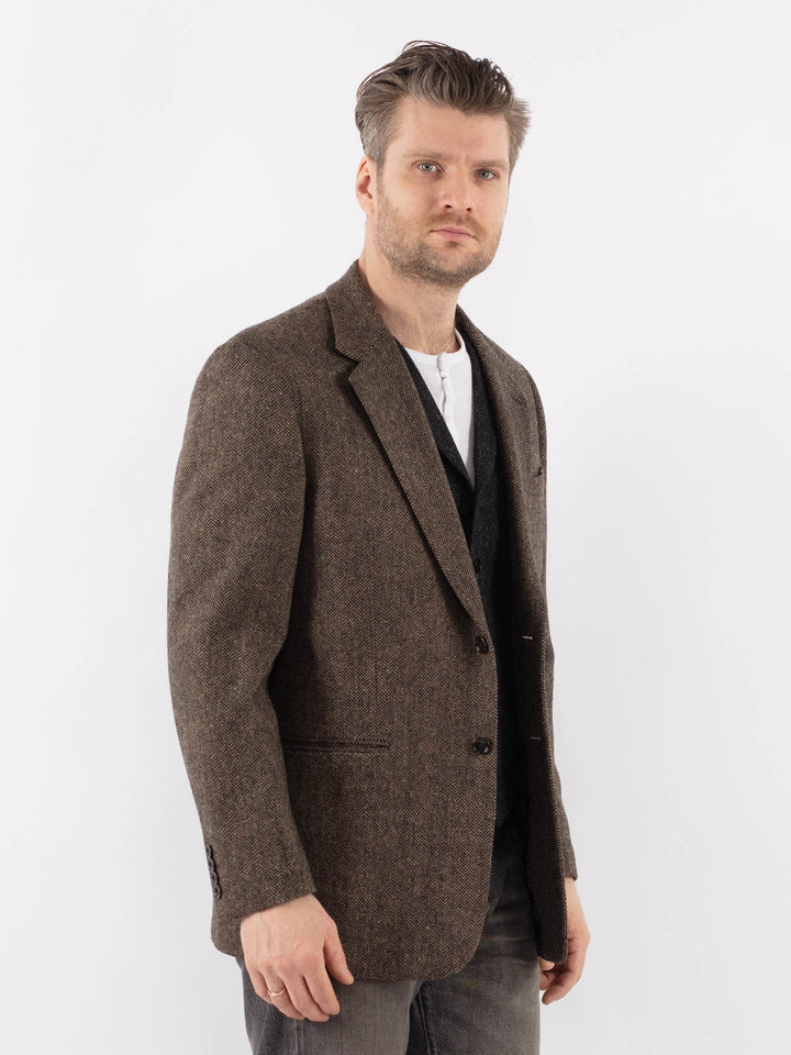 Vintage 90's Men Wool Blazer Jacket in BrownZ1049