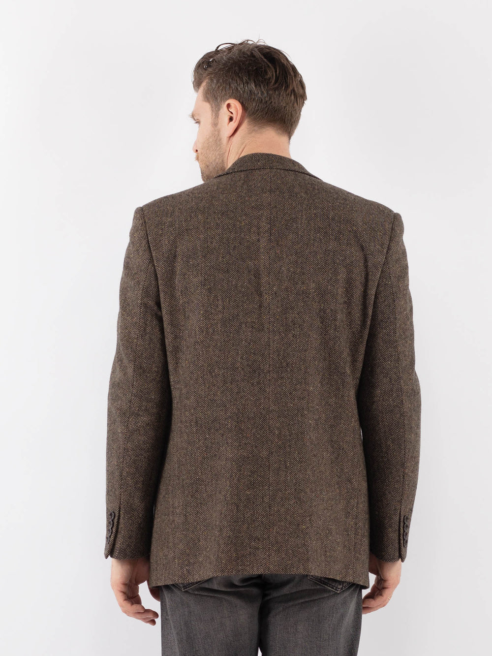 Vintage 90's Men Wool Blazer Jacket in BrownZ1049