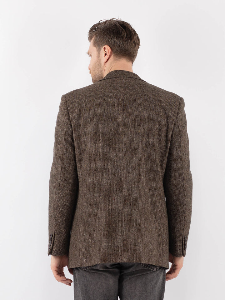 Vintage 90's Men Wool Blazer Jacket in BrownZ1049
