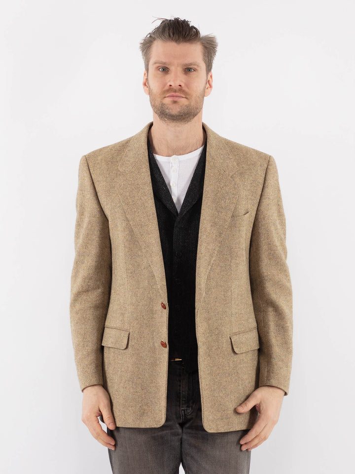 Vintage 90's Men Wool Blazer Jacket in BeigeZ1054