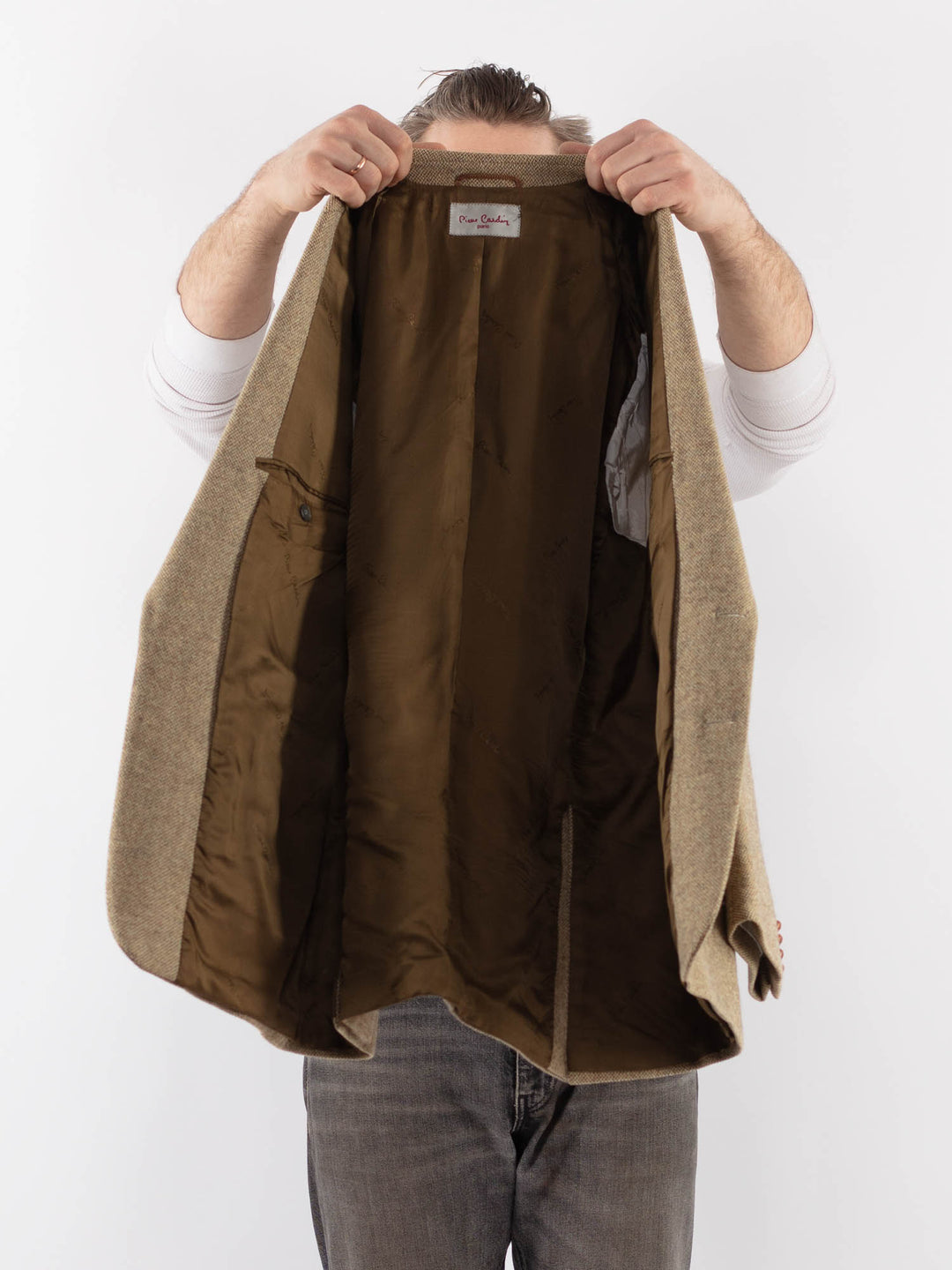 Vintage 90's Men Wool Blazer Jacket in BeigeZ1054