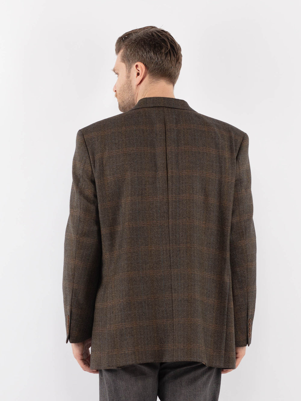 Vintage 90's Men Wool Blazer Jacket in BrownZ1060