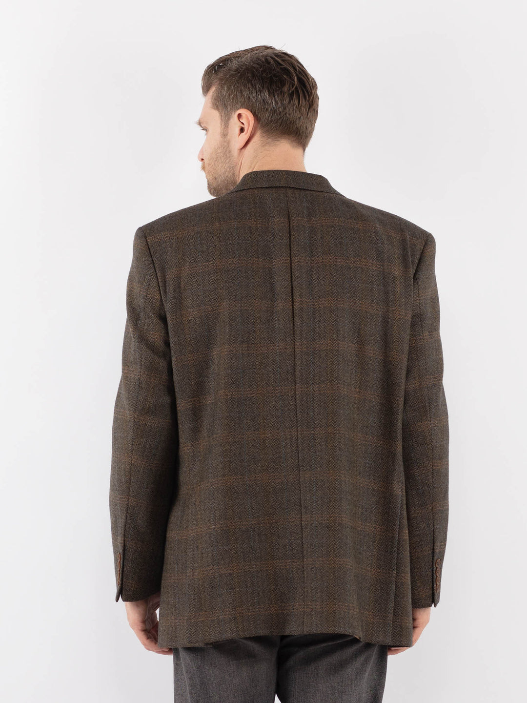 Vintage 90's Men Wool Blazer Jacket in BrownZ1060