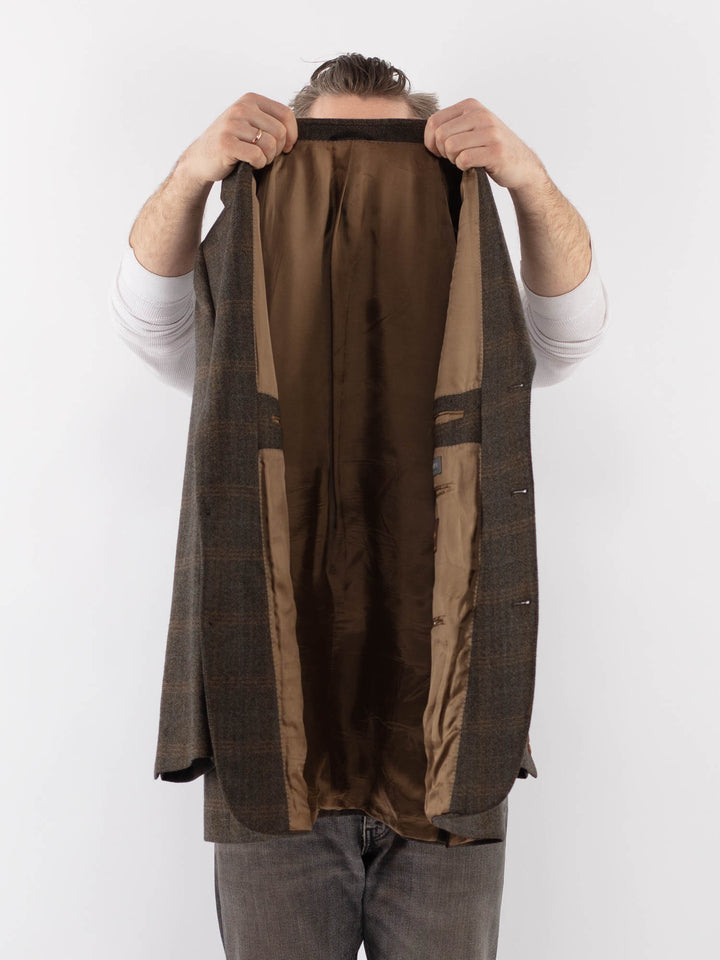 Vintage 90's Men Wool Blazer Jacket in BrownZ1060