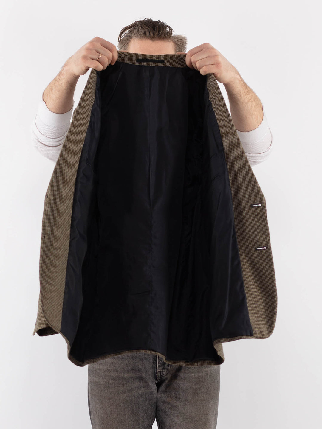 Vintage 90's Men Wool Blazer Jacket in BeigeZ1064