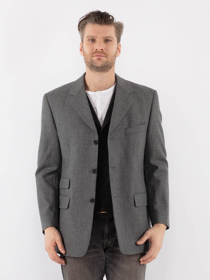 Vintage 90's Men Wool Blazer Jacket in GrayZ1065