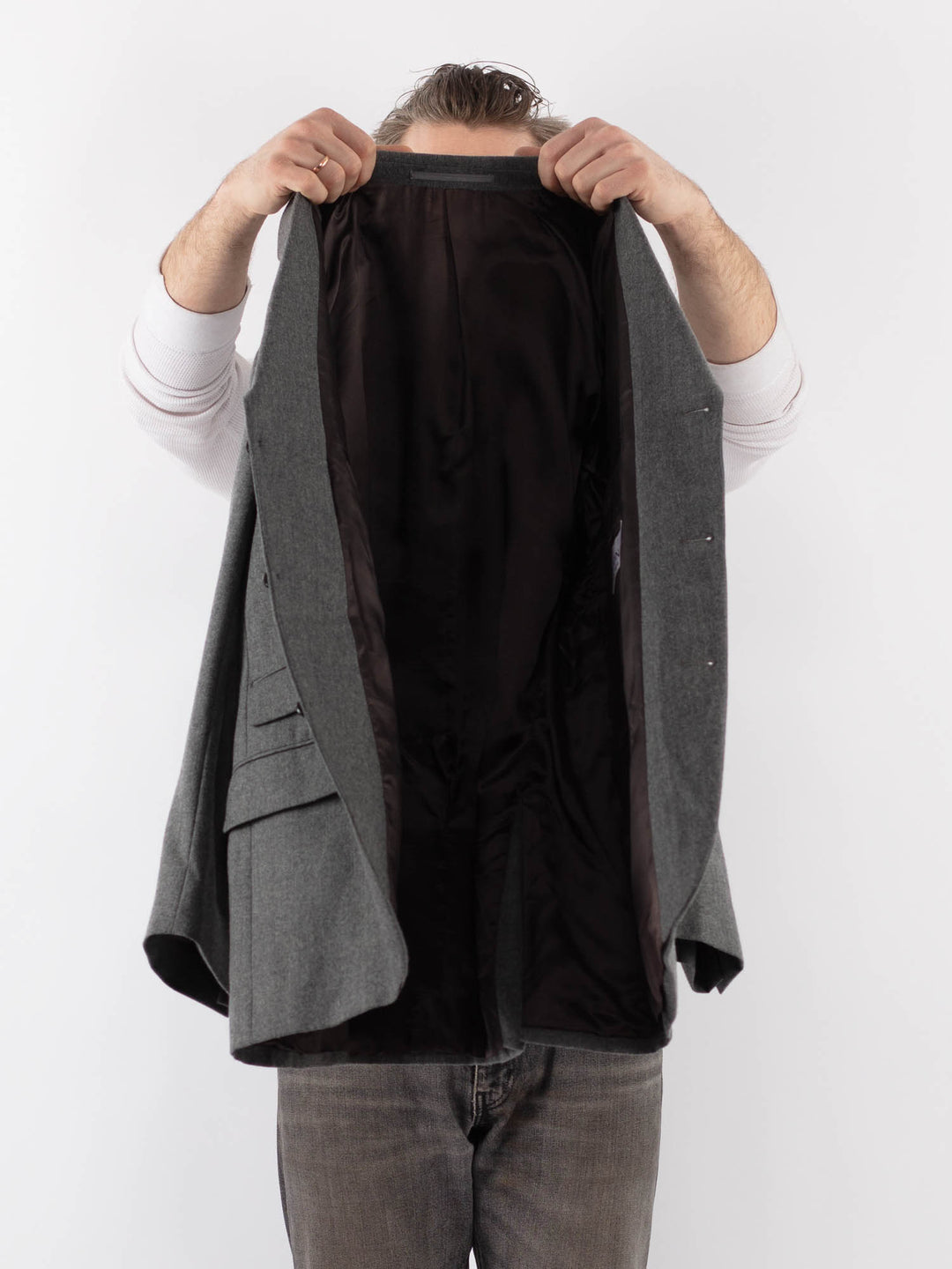 Vintage 90's Men Wool Blazer Jacket in GrayZ1065