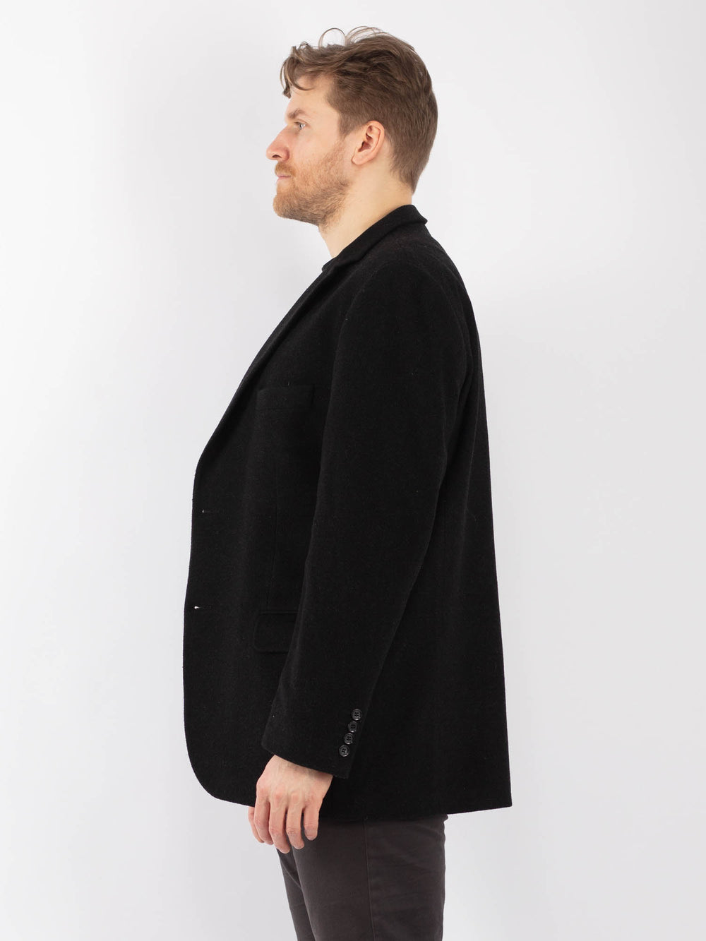 Vintage 90's Men Wool Blazer Jacket in BlackZ1345