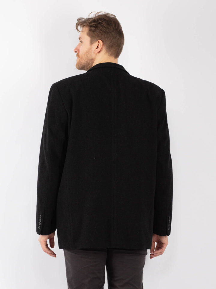 Vintage 90's Men Wool Blazer Jacket in BlackZ1345