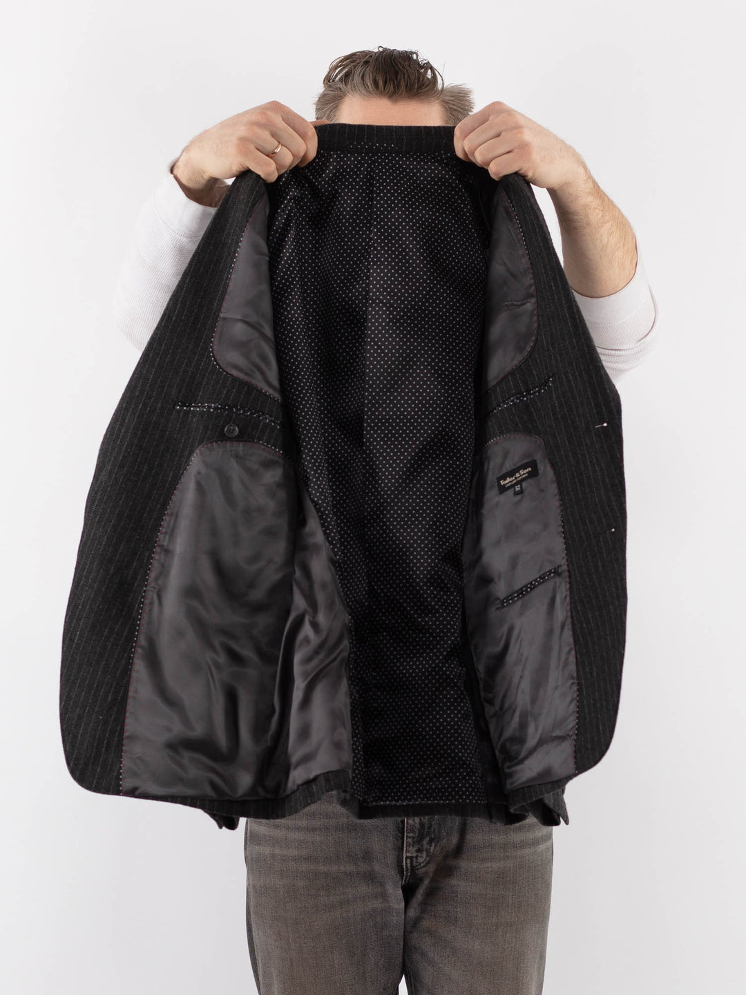 Vintage 90's Men Wool Blazer Jacket in GrayZ1079