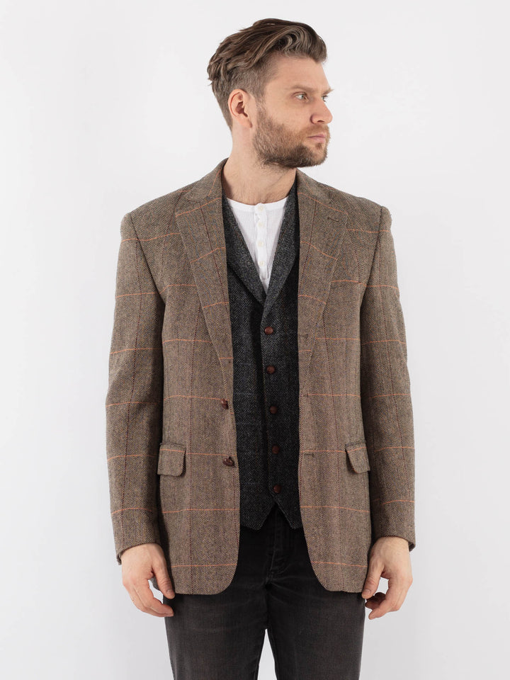 Vintage 90's Men Wool Blend Blazer Jacket in GrayZ979