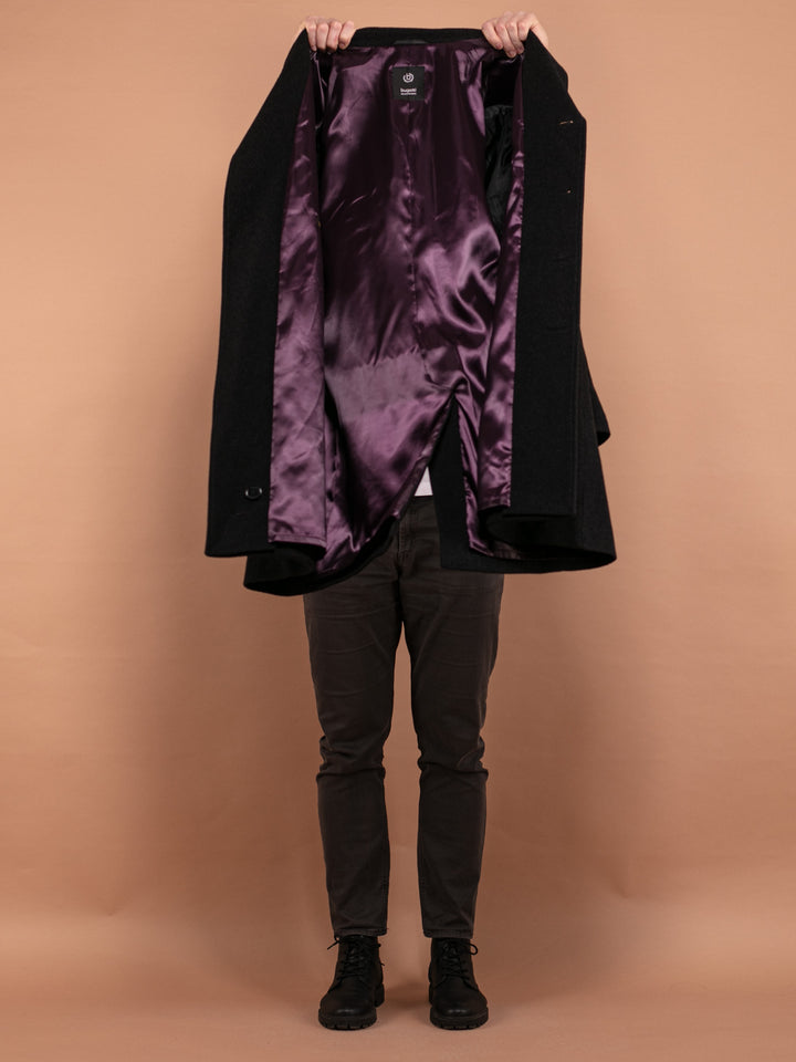 Vintage 90's Men Cashmere and Wool Blend Coat in Dark Gray - NorthernGrip