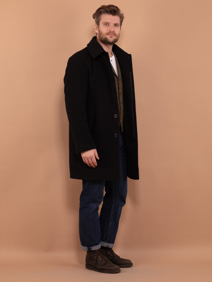 Vintage 90's Men Wool Blend Coat in Gray - NorthernGrip