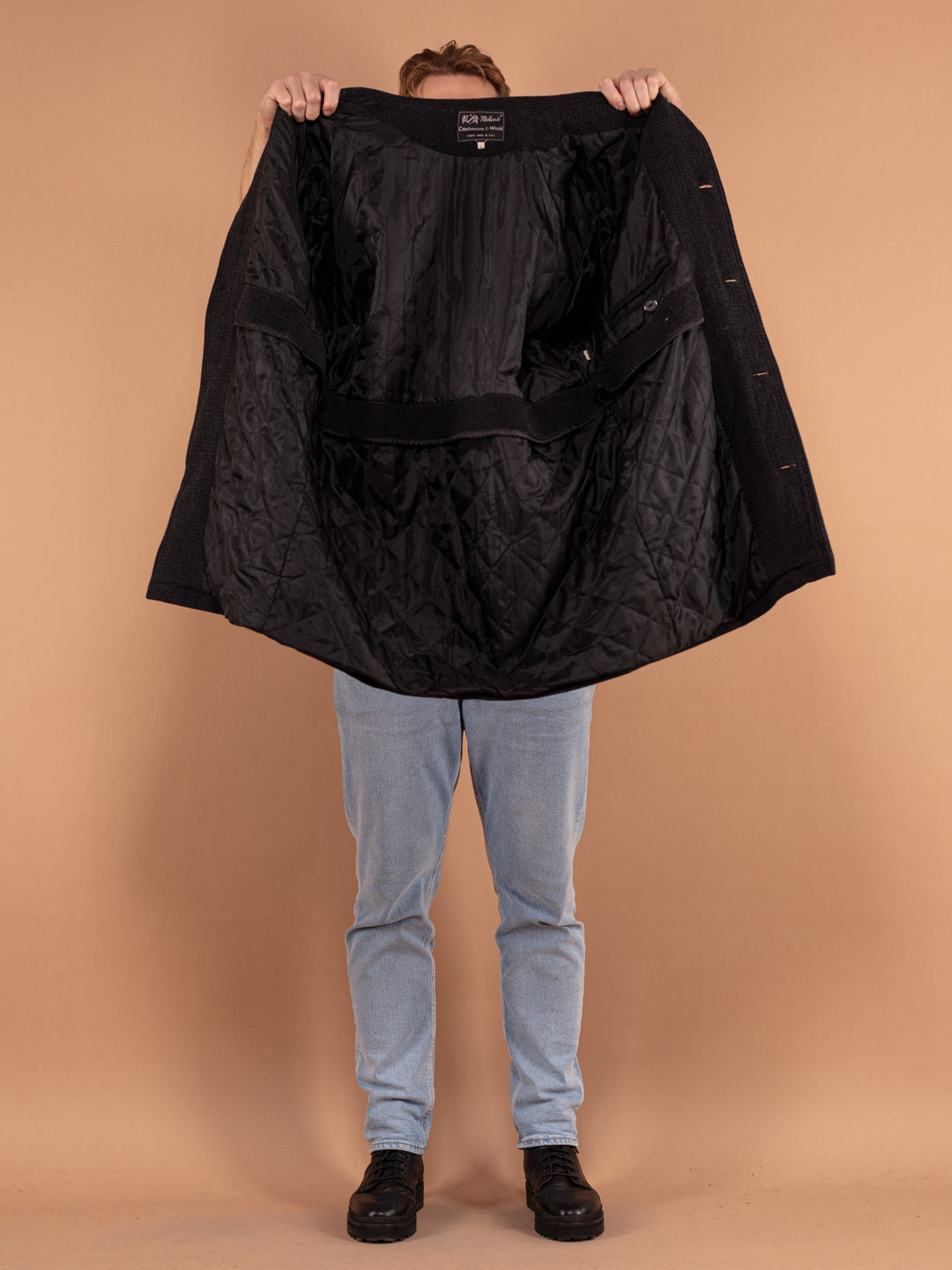 Vintage 90's Men Wool Blend Coat in Dark Grey - NorthernGrip